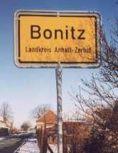 Ortsschild des Ortes Bonitz, Sachsen-Anhalt